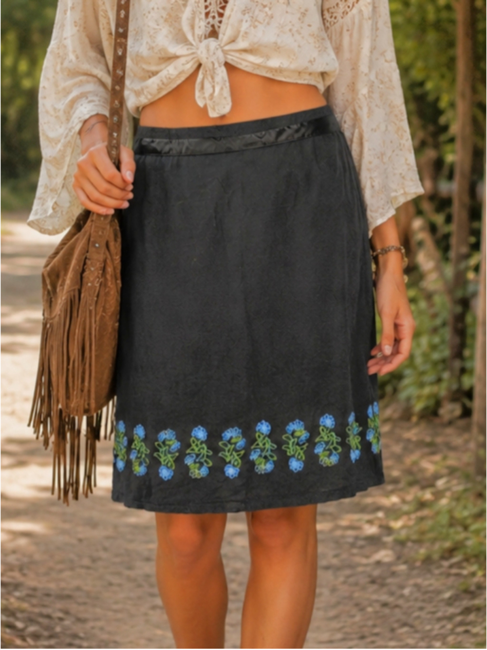 VTG Of The Earth Hemp Silk Blend Midi Skirt L